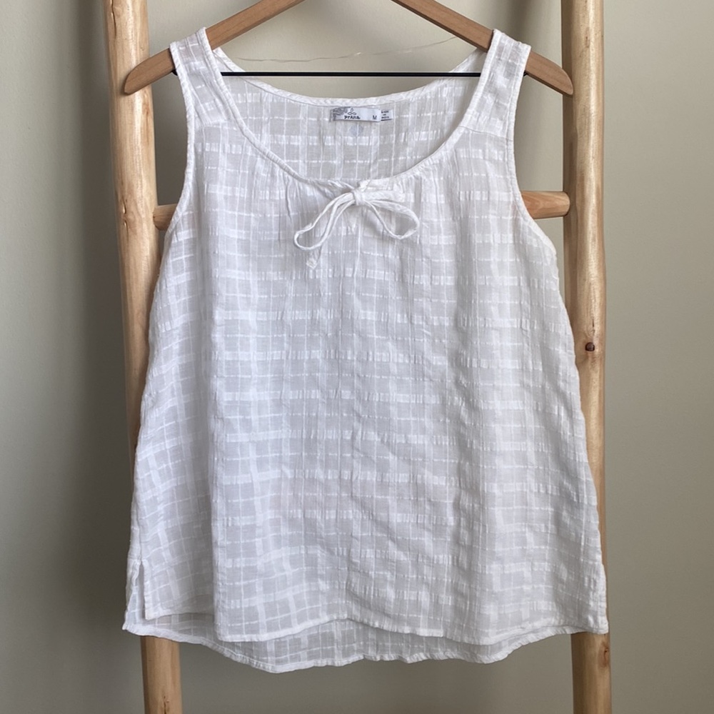 Prana Jardin White Cotton Tank Top Sz medium - Picture 2 of 6